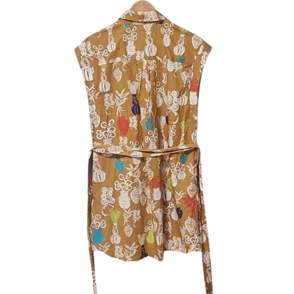 MAEVE ANTHRO Toni Tunic Dress M Tropical Tiki Print Button Down Shirt Dress - Picture 7 of 16